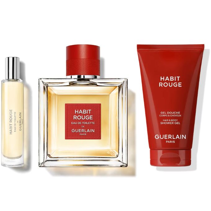 Guerlain Coffret Habit Rouge - Eau de Toilette 100ml + Gel Douche 75ml + Miniature 10ml Pour Homme