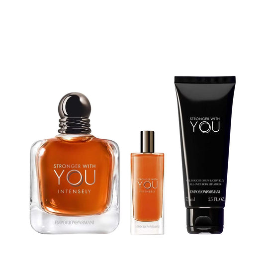 Emporio Armani - Coffret Stronger With You Intensely -Eau De Parfum 100ml + Gel Douche 75ml + Miniature 15ml