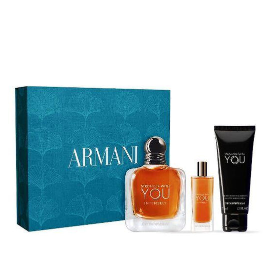 Emporio Armani - Coffret Stronger With You Intensely -Eau De Parfum 100ml + Gel Douche 75ml + Miniature 15ml